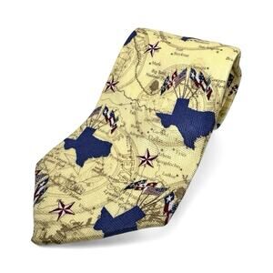 Silk Tie Ralph Marlin Co Texas Six Flags Western RM Style Signed Lisa Davie Vtg